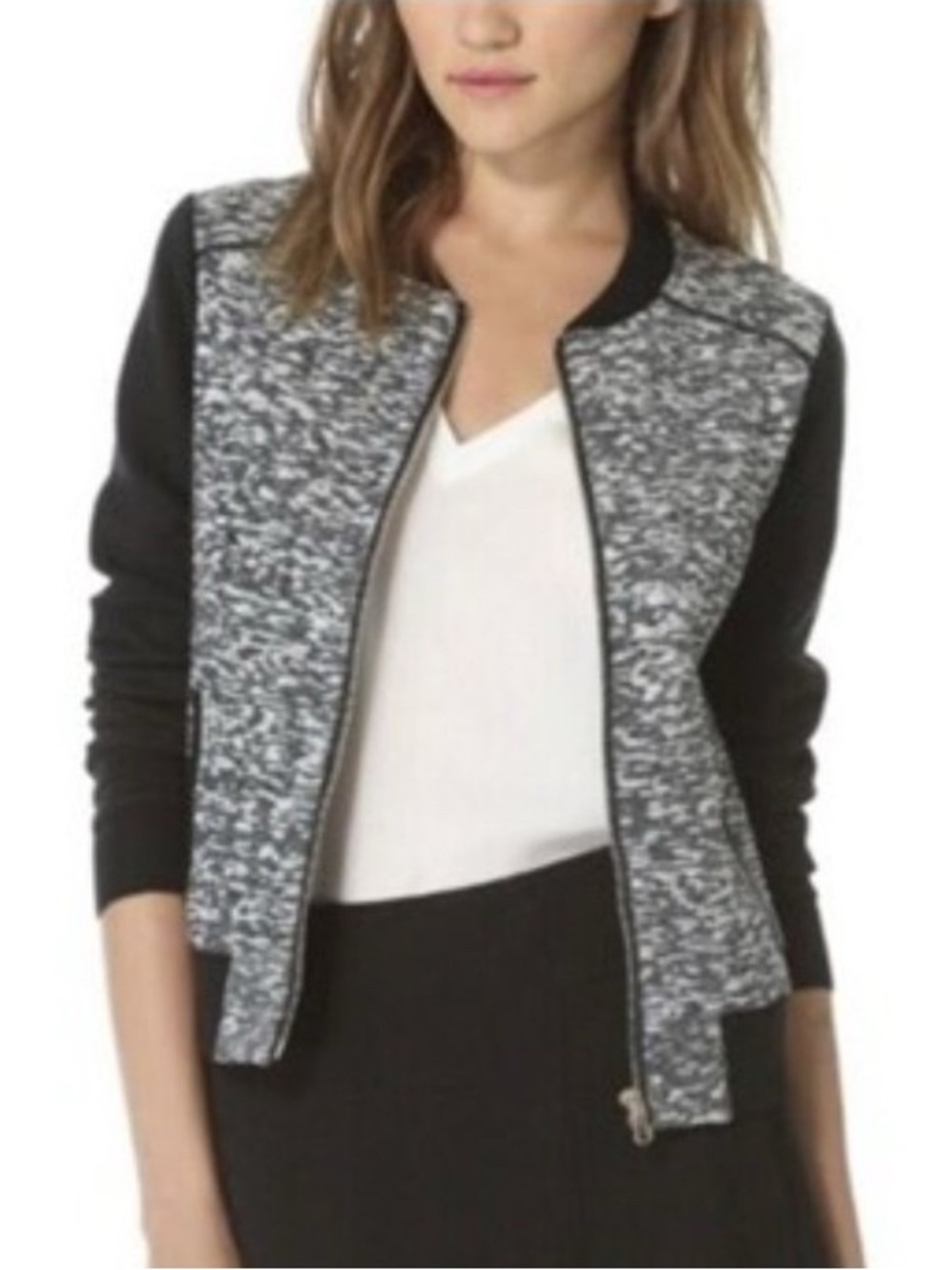 CLUB MONACO Black tweed zip jacket (M)